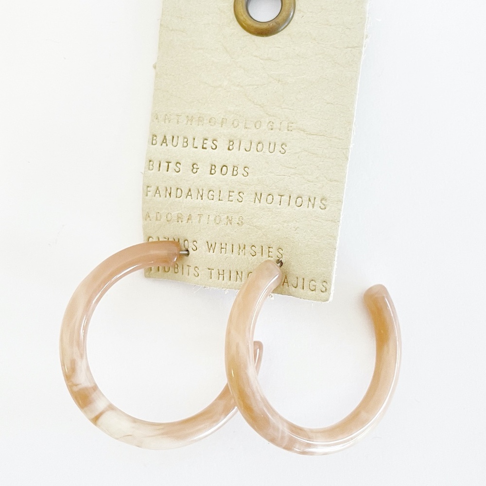 NWT Anthropologie Dusty Rose Resin Hoop Earrings
